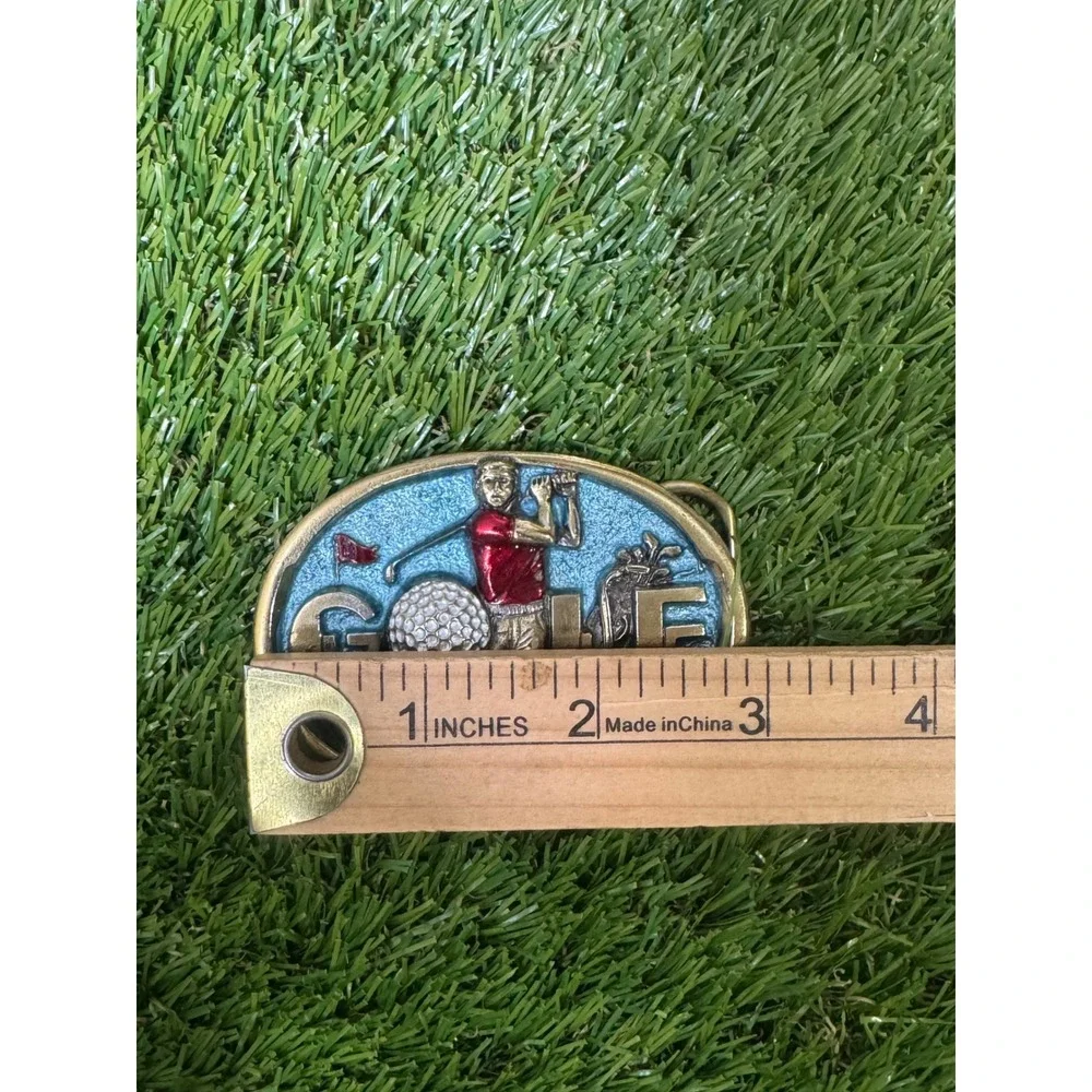 Vintage 1980's Brass Golf Belt Buckle The Great American Buckle Company USA Made